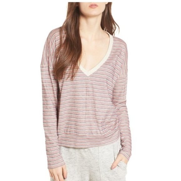NWT Women's Splendid Stripe Pullover Top Ivory Waffle Knit Size XL $100 K040 - Picture 1 of 1